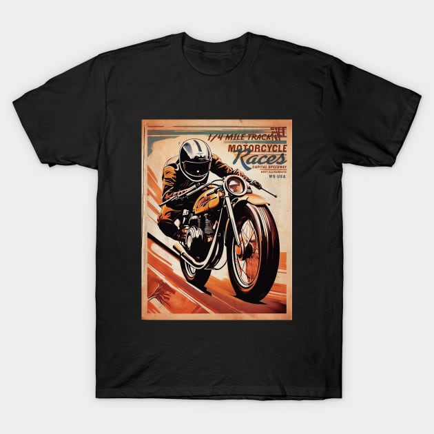 Motorcycle Races vintage event ad T-Shirt by KUMAWAY